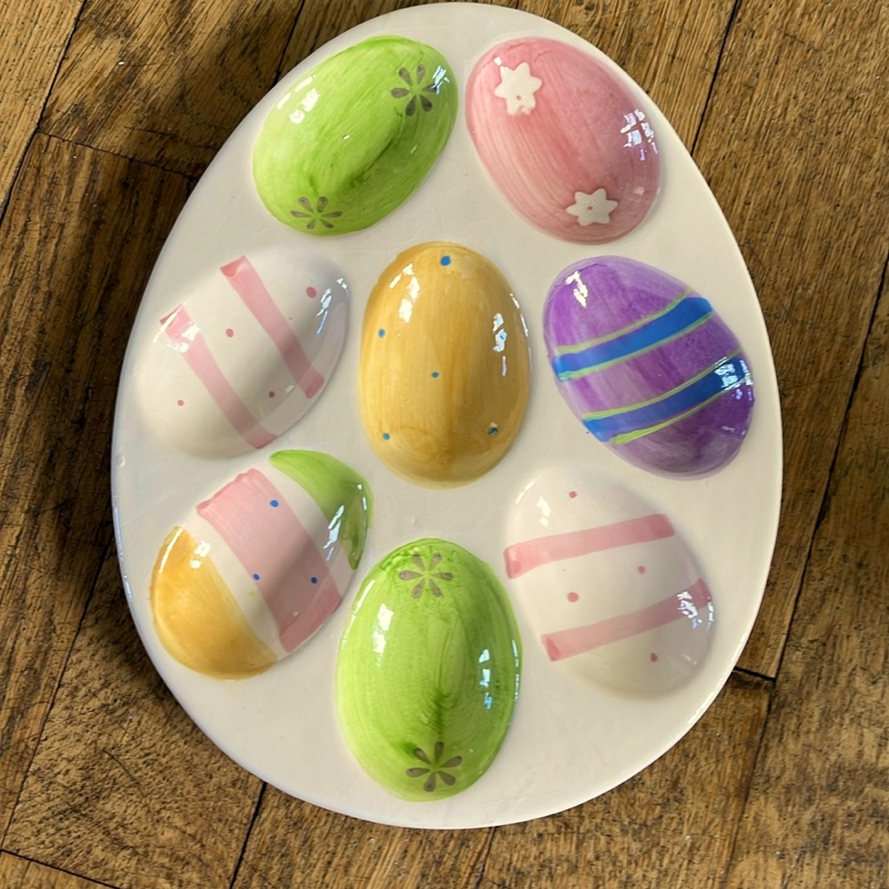 Deviled egg Easter ceramic dish